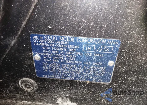 2007 Suzuki Grand Vitara Xsport z USA, uszkodzony, nr VIN JS3TD944574200346